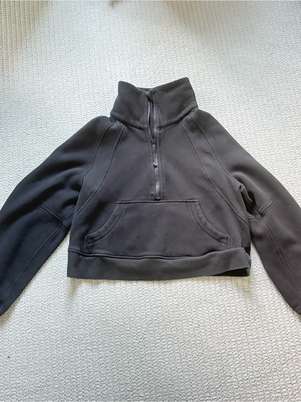 Lululemon Black Scuba Cropped Quarter Zip XS/S Funnel Neck Sweatshirt